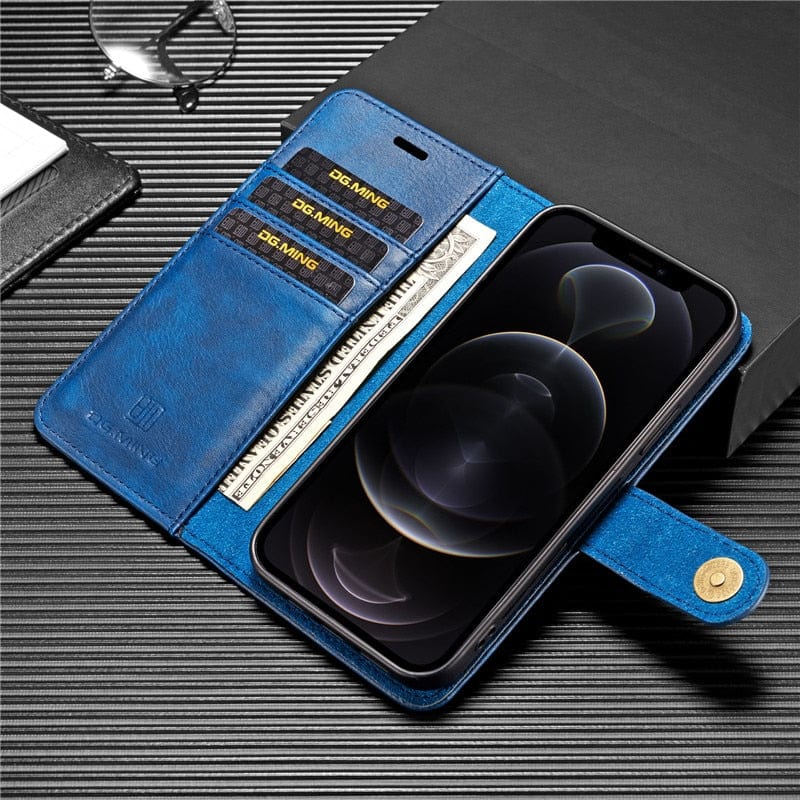 Abnehmbare iPhone 13 Wallet-Hülle | 2-in-1-Luxus-Magnetkartenhalter aus Leder