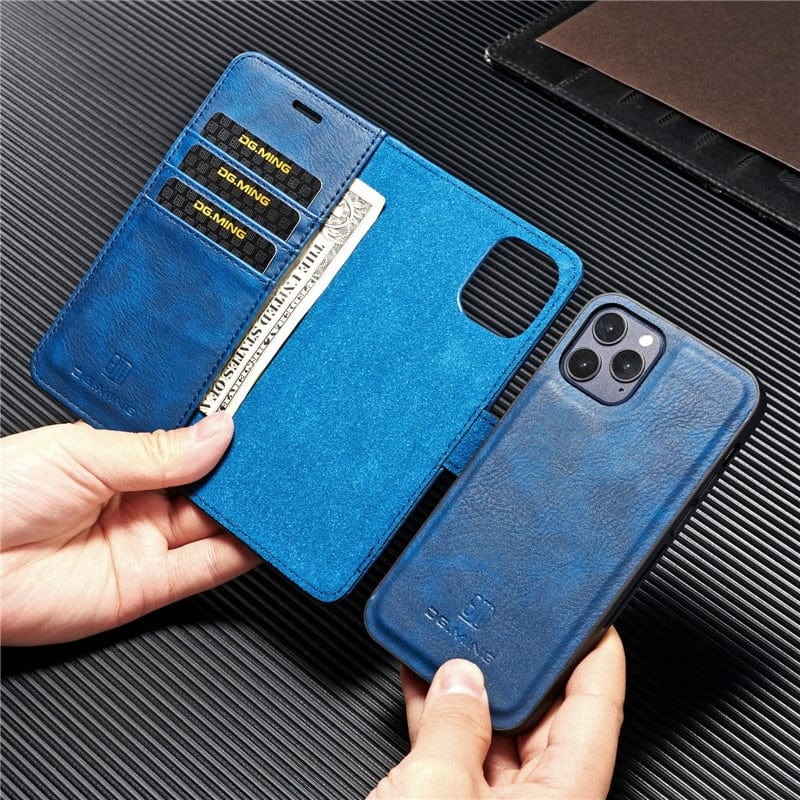 Abnehmbare iPhone 13 Wallet-Hülle | 2-in-1-Luxus-Magnetkartenhalter aus Leder
