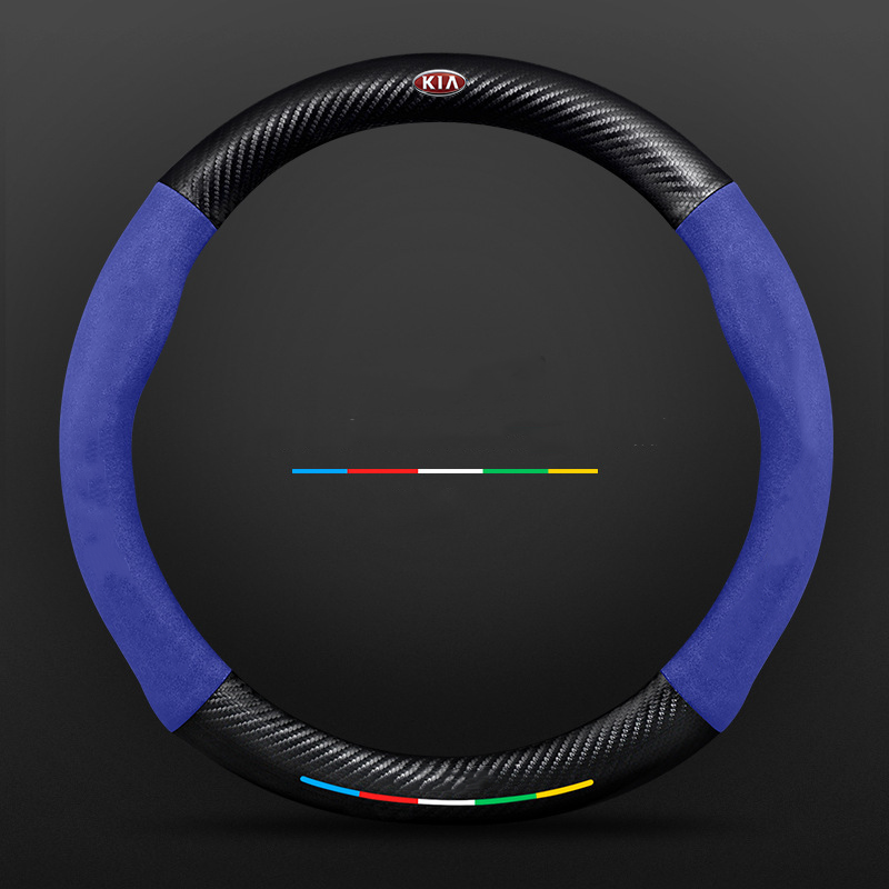 Anti-Rutsch 3D Prägung Kohlefaser Leder Auto Lenkradbezug Universelle Passform