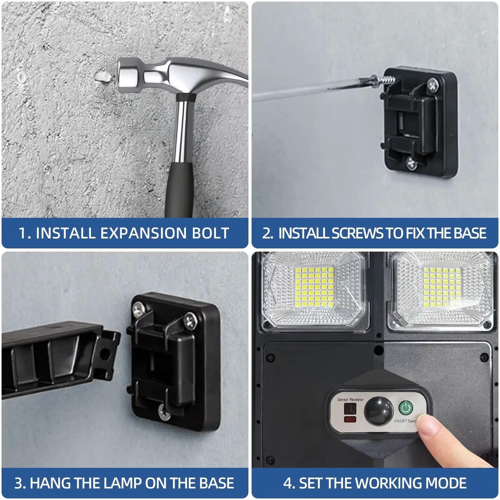 Solar-Straßenleuchte LED Bewegungsmelder Fernbedienung Wetterfest