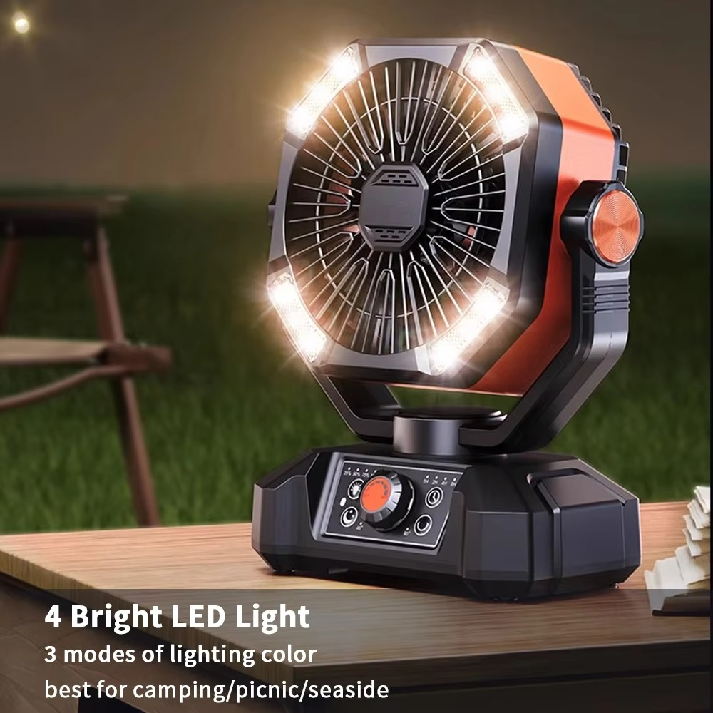 Tragbarer Camping-Kühlventilator mit Dual-Motor, 20000mAh Akku & LED-Beleuchtung
