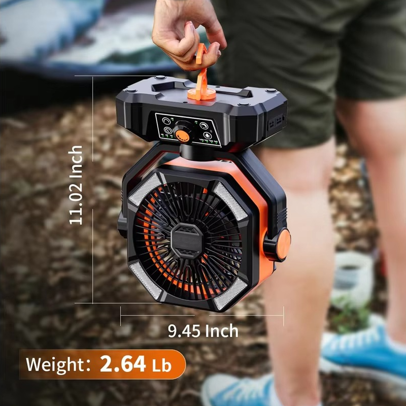 Tragbarer Camping-Kühlventilator mit Dual-Motor, 20000mAh Akku & LED-Beleuchtung