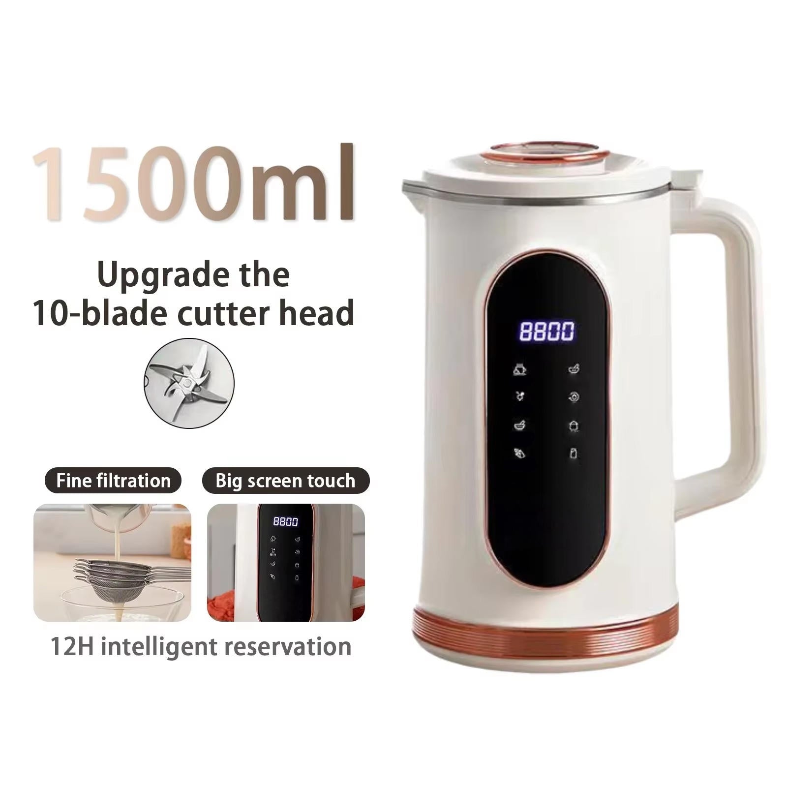 Nussmilchbereiter mit 12 Programmen, 1,5L Edelstahl, Touchscreen & automatischer Reinigung