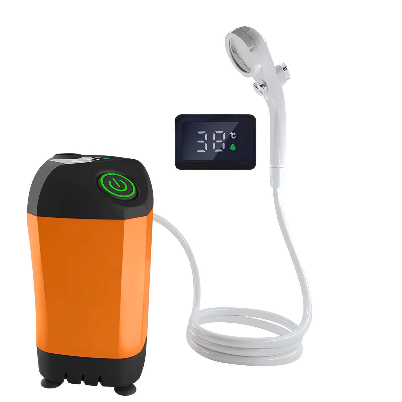 Tragbare Campingdusche mit digitaler Temperaturanzeige, Kupfermotor & IPX7 Wasserschutz