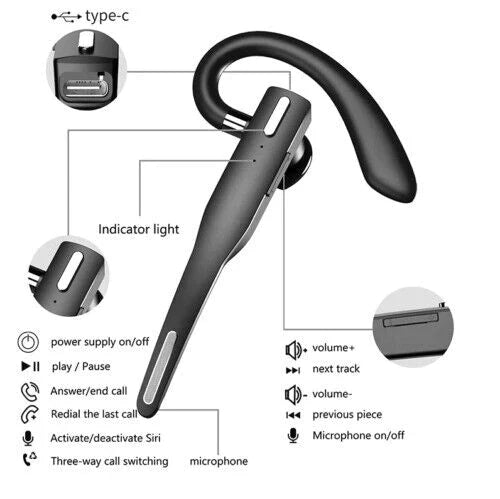 Drahtloses Bluetooth 5.1 Headset | Dual Mic & Noise Cancelling