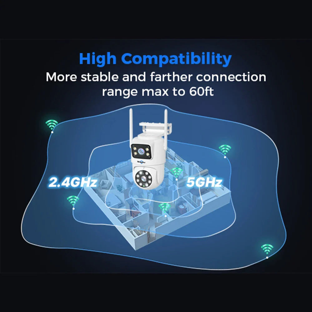 Hiseeu 2-Pack 6MP Dual-Linsen PTZ Außen-WiFi Sicherheitskamera mit Bewegungsverfolgung & Farb-Nachtsicht, kompatibel mit 5G/2.4G