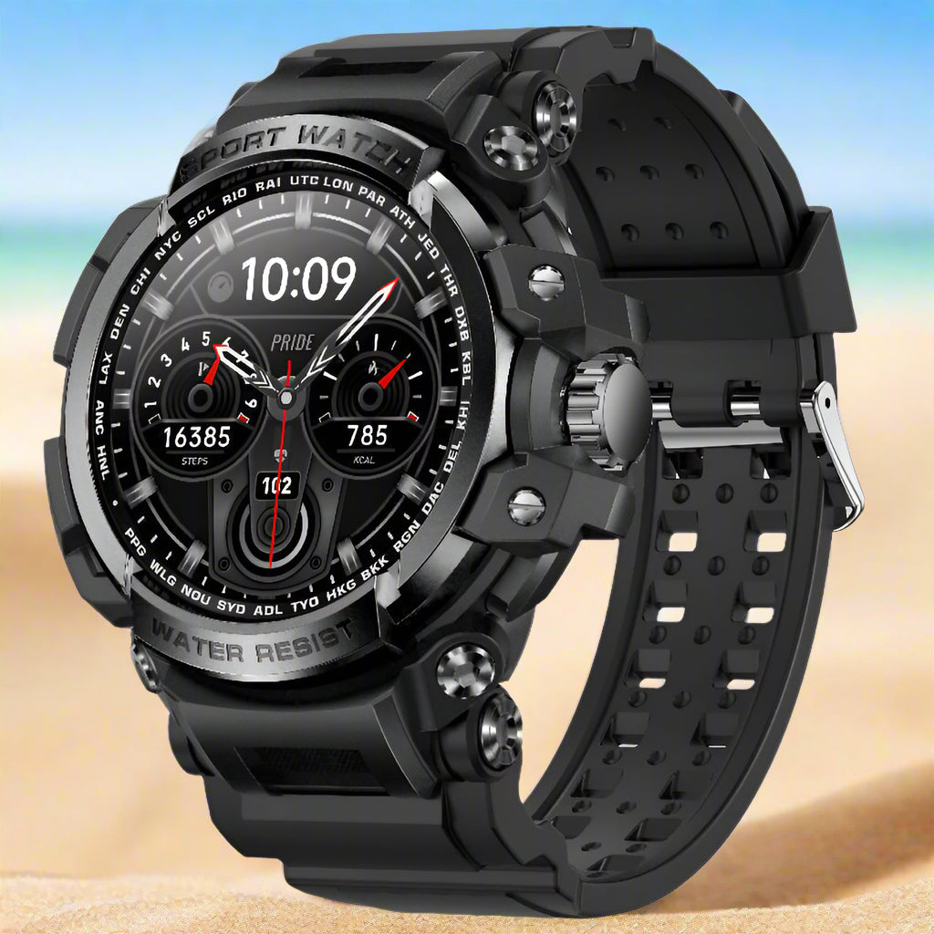 TitanGuard™ | Unverwüstliche Outdoor-Sport-Smartwatch mit Herzfrequenzmonitor, Blutsauerstoffüberwachung & Anrufbenachrichtigungsfunktionen