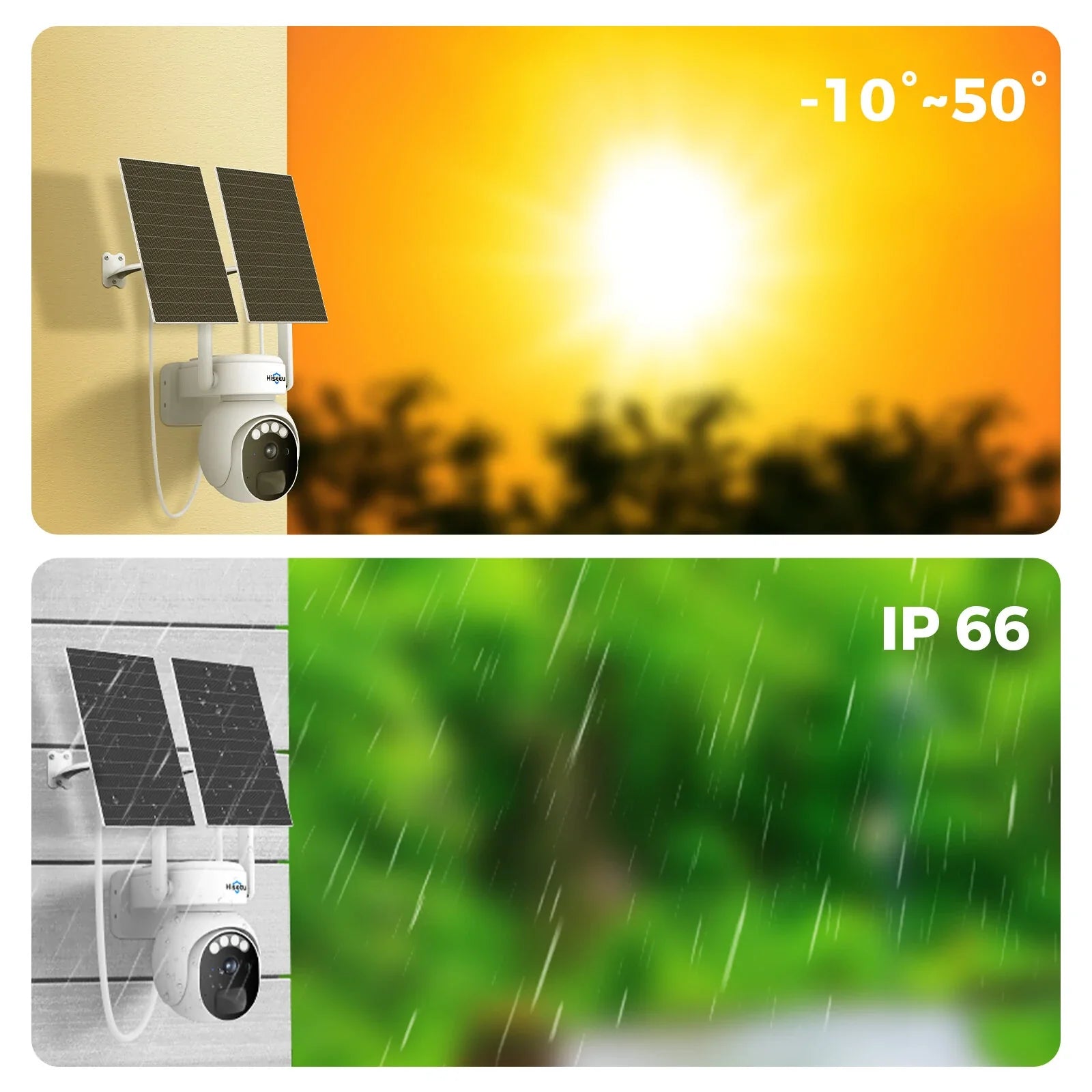 Hiseeu 4MP PTZ Solar-betriebene Wireless-Sicherheitskamera, Nachtsicht, PIR-Humanoiderkennung, IP66 wasserdicht, WiFi-Smart-Home-System