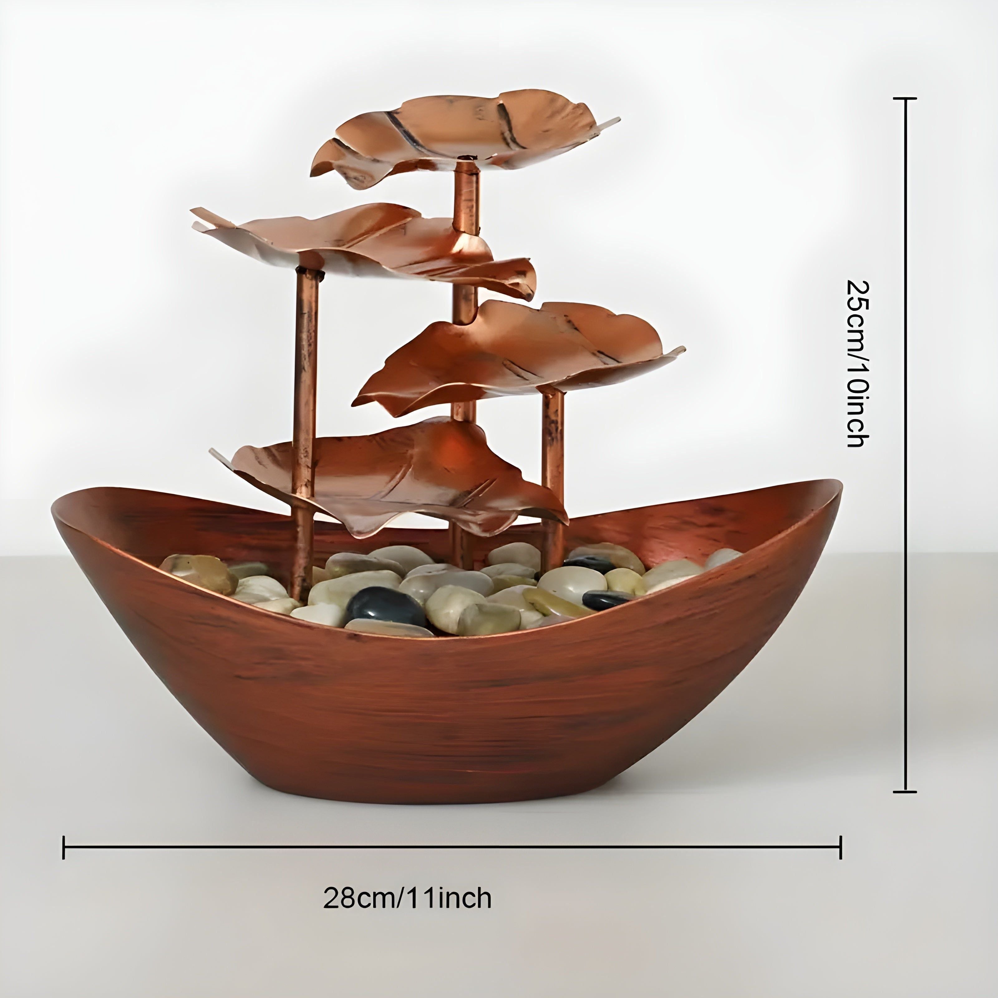 IronLeaf Brunnen – Vintage Iron Leaf Tischbrunnen mit LED-Licht für Wohn- & Bürodeko