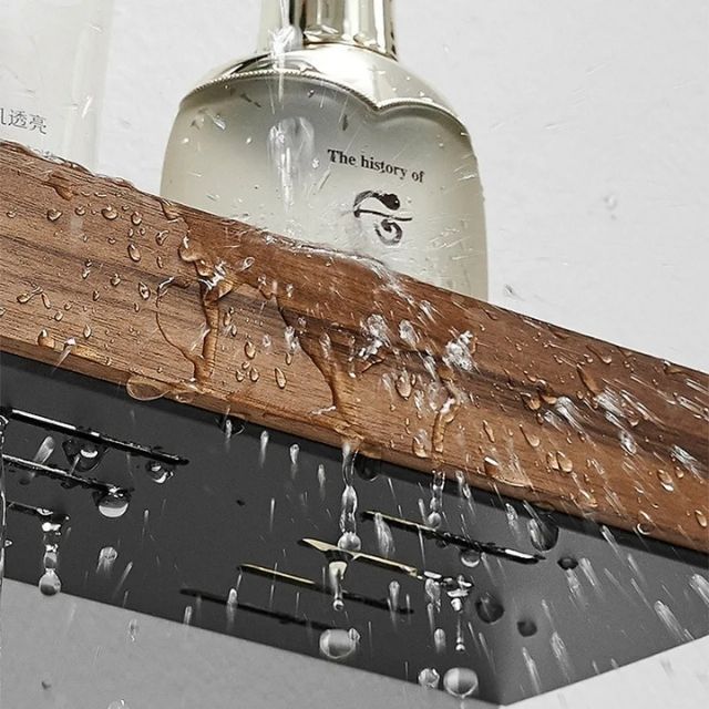 Massivholz Badezimmerregal | Kein Bohren | Elegantes Design