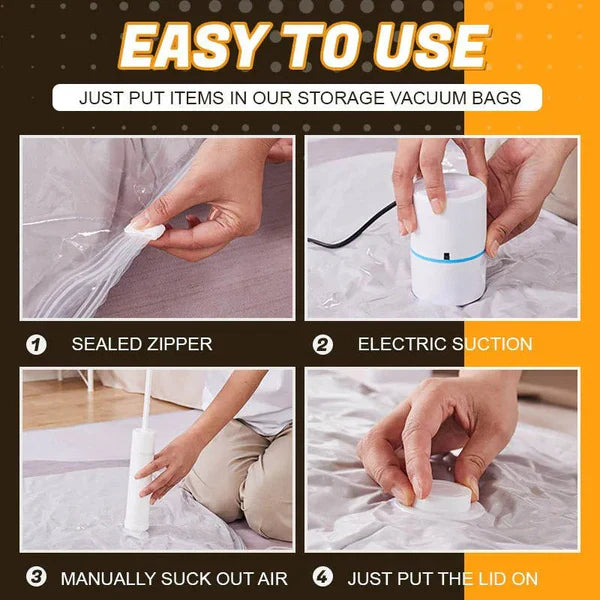 Vakuumbeutel Kleidung 75% Platzsparend – Wiederverwendbare Space Max Aufbewahrungsbeutel mit Turbo-Ventil, Doppelverschluss, Wasserdicht & Luftdicht