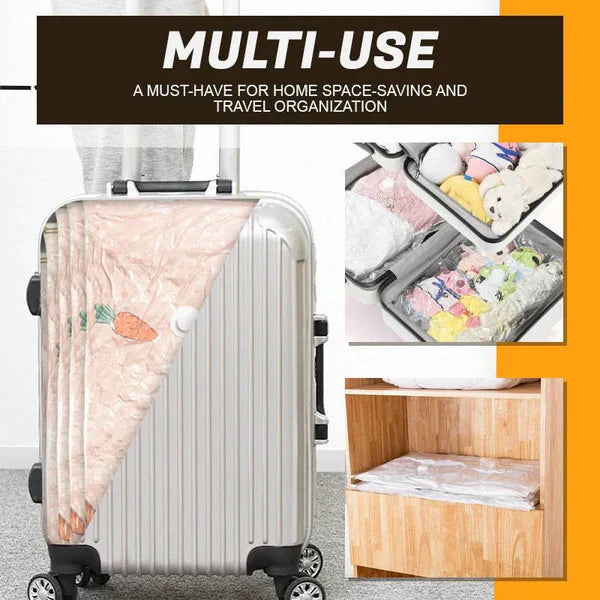 Vakuumbeutel Kleidung 75% Platzsparend – Wiederverwendbare Space Max Aufbewahrungsbeutel mit Turbo-Ventil, Doppelverschluss, Wasserdicht & Luftdicht