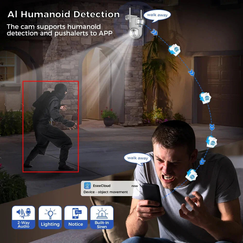 Hiseeu 6MP Dual-Lens WiFi-Sicherheitskamerasystem-Kit, 3K IP-Kameras mit 10CH NVR-Recorder, P2P CCTV-Überwachung