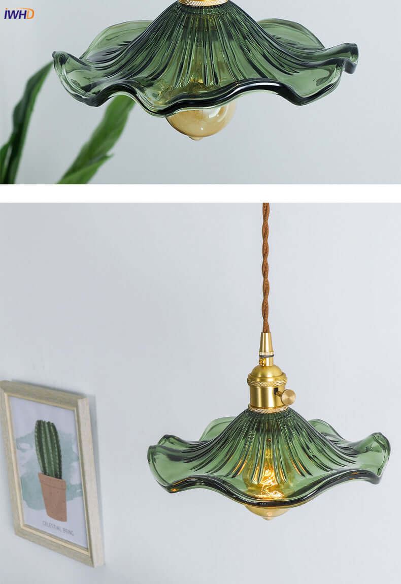 LED-Hängeleuchte, Buntglas & Kupfer - Modernes Design