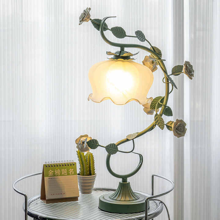 Romantische Rosenlampe Tischleuchte 23cm