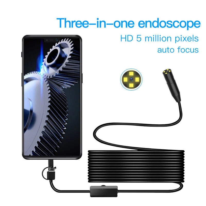 AN100 14mm Linse Endoskop Kamera für Autos, Micro USB Typ-C Android Smartphone PC, IP67 wasserdichte Inspektion