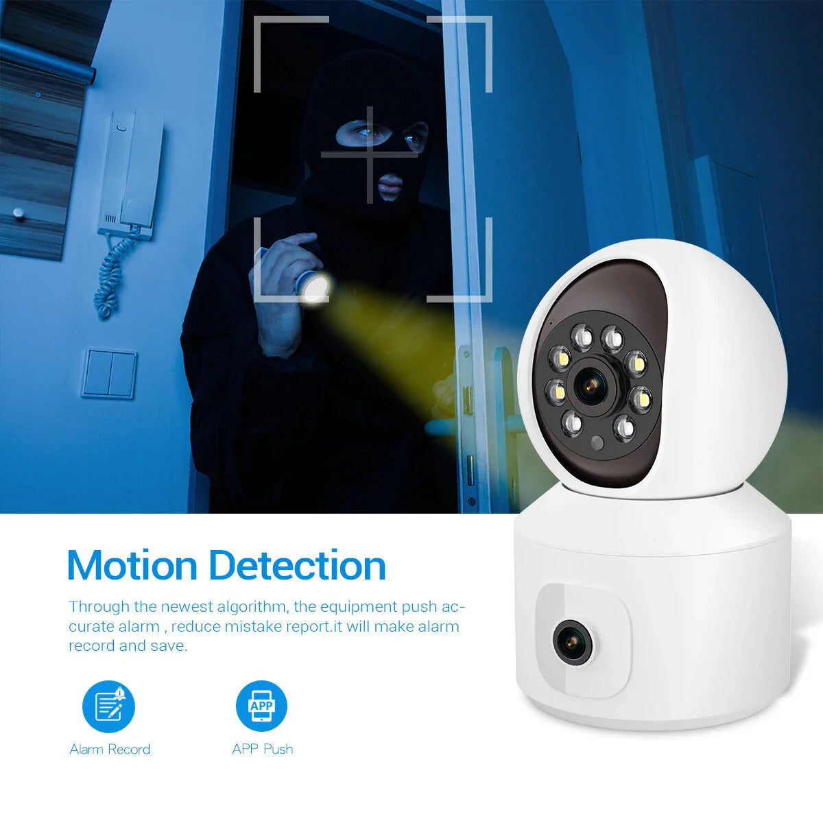 ESCAM QF010 Dual-Linsen 2MP WiFi IP-Kamera mit Schwenk-/Neigefunktion, Bewegungserkennung, Cloud-Speicher, Zwei-Wege-Audio, Nachtsicht, Wasserdicht