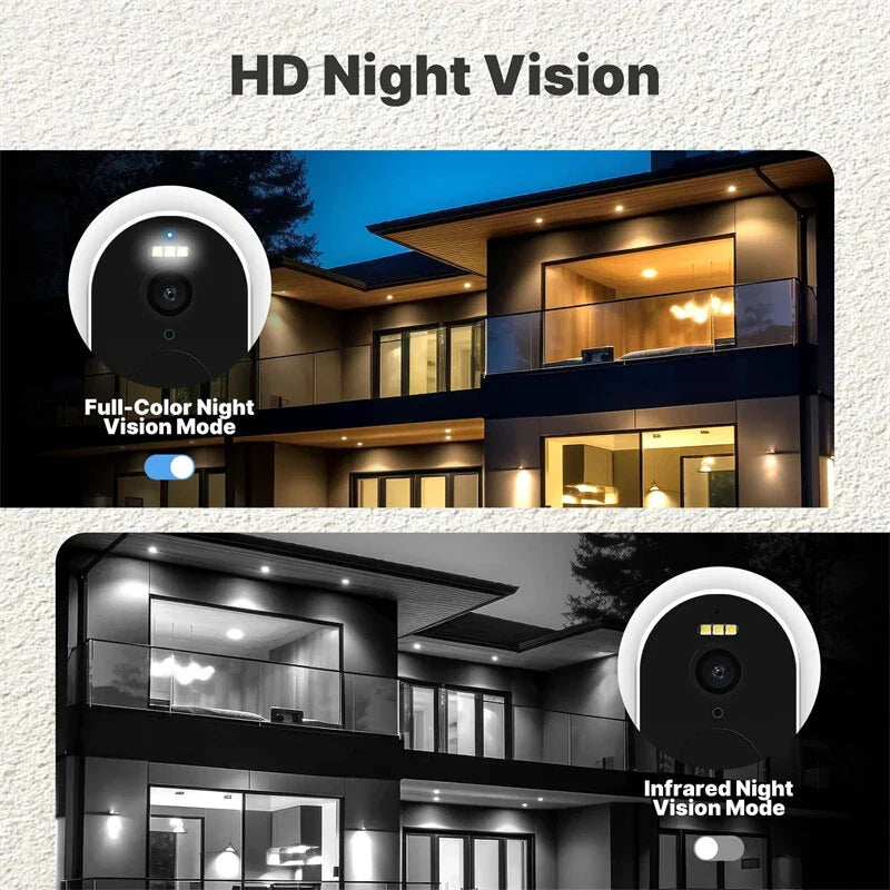 Moes Tuya 3MP Solarbetriebene WiFi Sicherheitskamera, HD Nachtsicht, Bewegungserkennung, IP65 Wasserdicht, Sirenenalarm für die Hausüberwachung