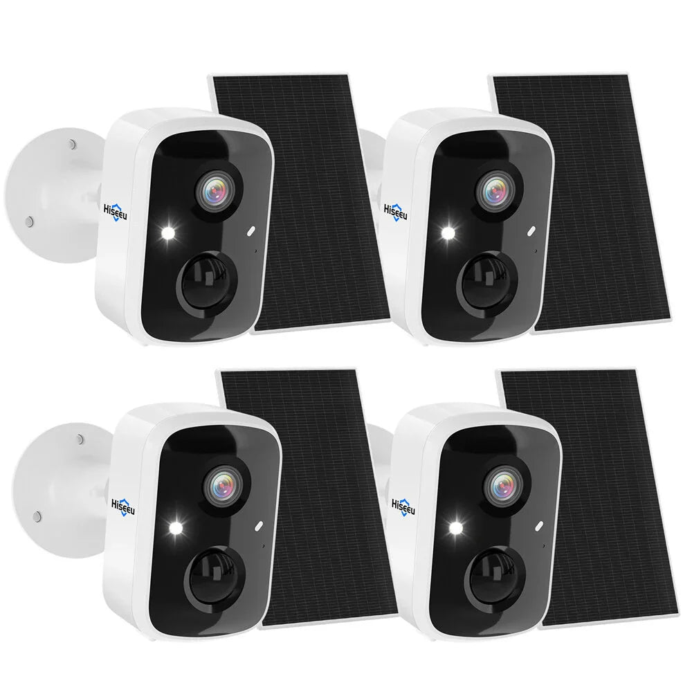 Hiseeu C90 4MP Solar WiFi IP Kamera - HD Nachtsicht, AI Bewegungsdetektion, Zwei-Wege-Audio, 100% kabellos mit 1.6W Solarpanel & Eseecloud App