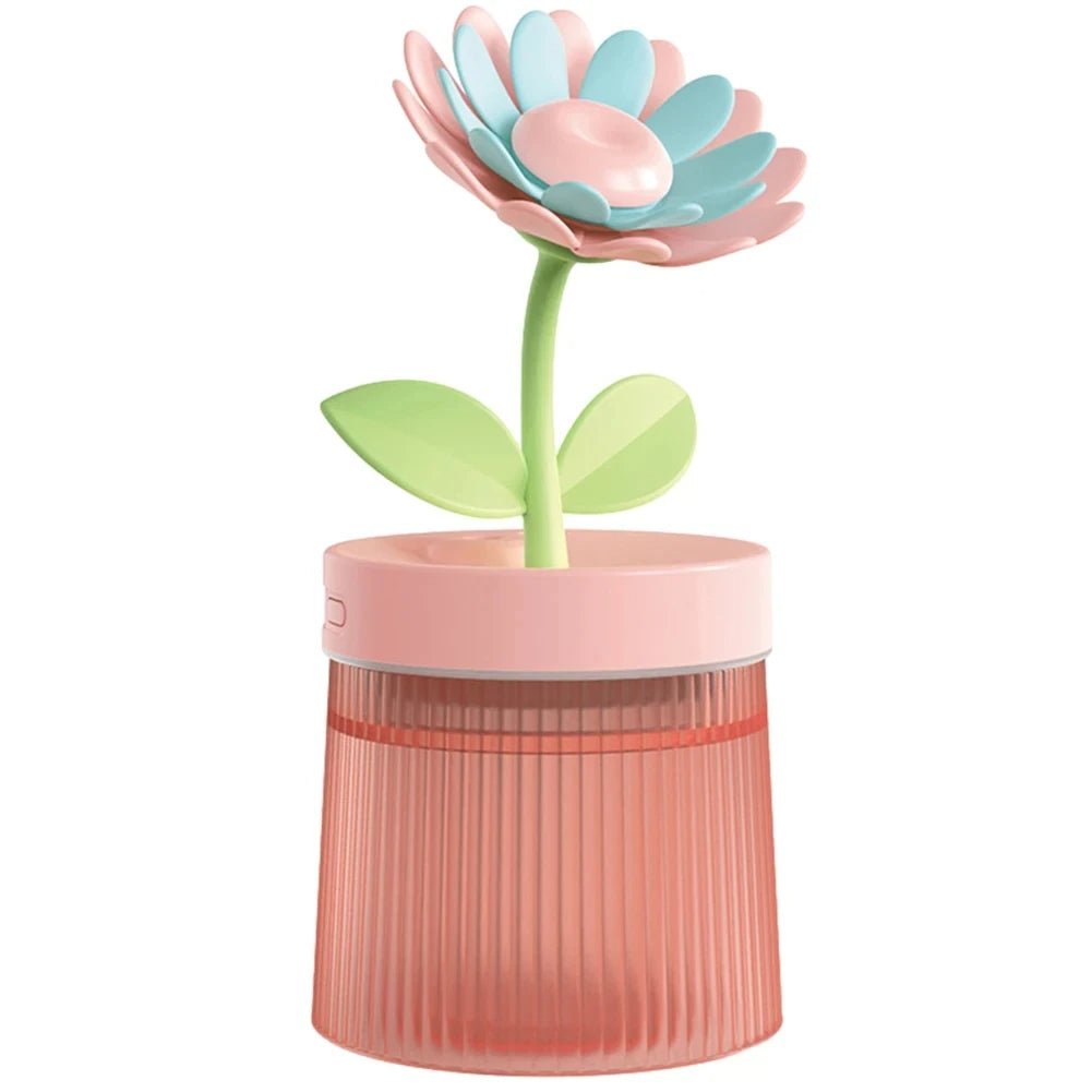 Blumenluftbefeuchter mit Licht – Kompakter & leiser USB-Aromatherapie-Diffusor für Schlafzimmer, Auto und Schreibtisch – Befeuchtender & erfrischender Nebel für Ihren Raum