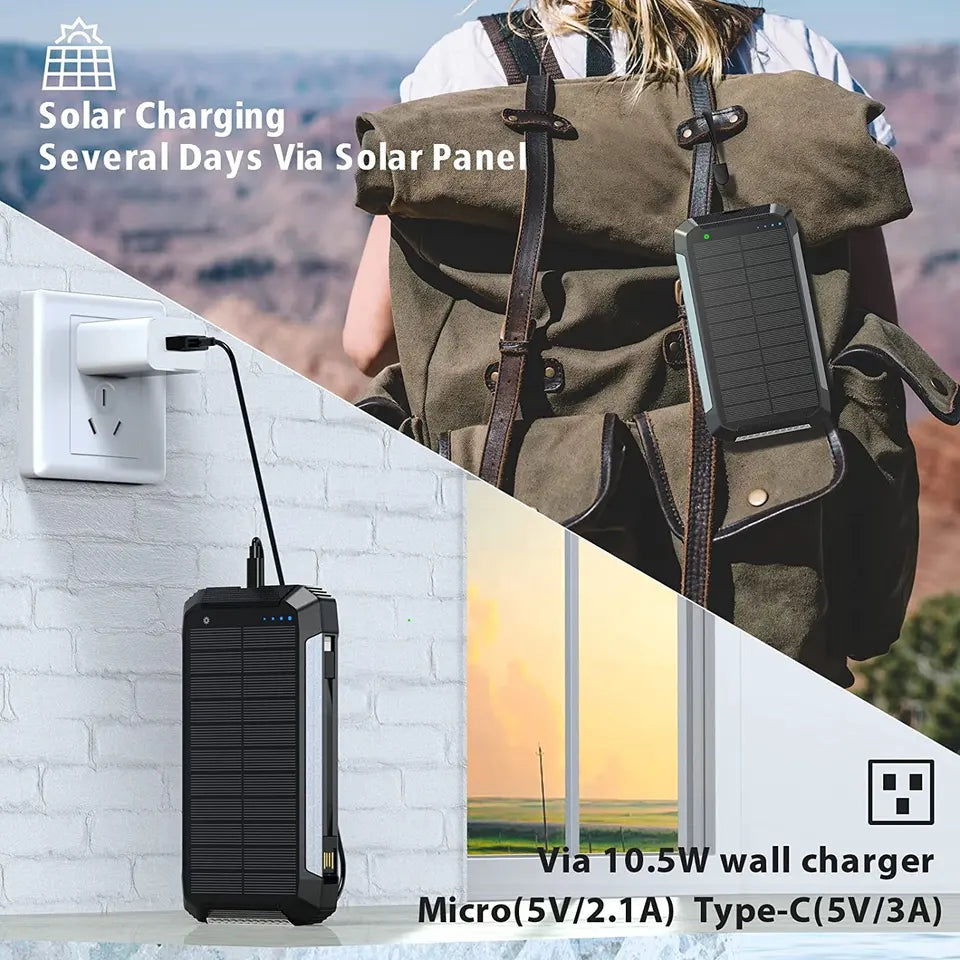 30000mAh Solar-Ladegerät Wireless Wasserfest Power Bank Extern
