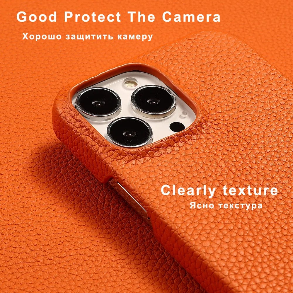 iPhone-Hülle aus Leder | Echtes Rindsleder, handgefertigt, stoßfeste Hülle