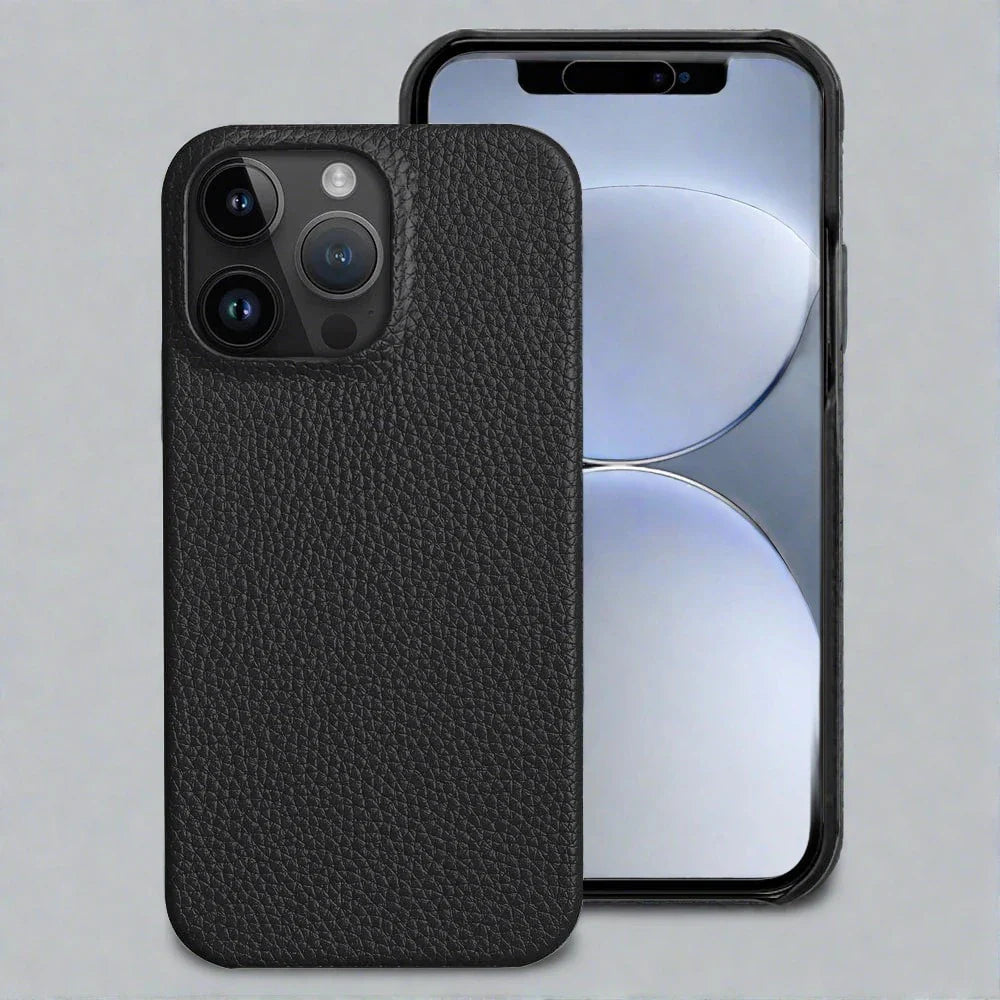 iPhone-Hülle aus echtem Leder | Stoßfeste Hülle aus luxuriösem genarbtem Leder