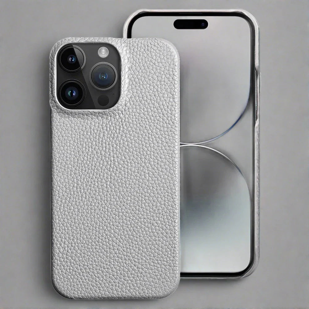 iPhone-Hülle aus echtem Leder | Stoßfeste Hülle aus luxuriösem genarbtem Leder
