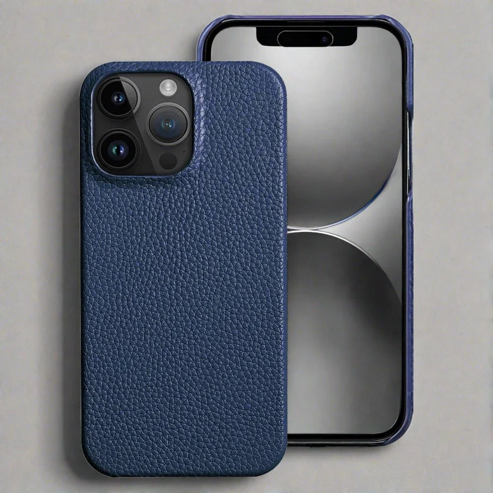 iPhone-Hülle aus echtem Leder | Stoßfeste Hülle aus luxuriösem genarbtem Leder