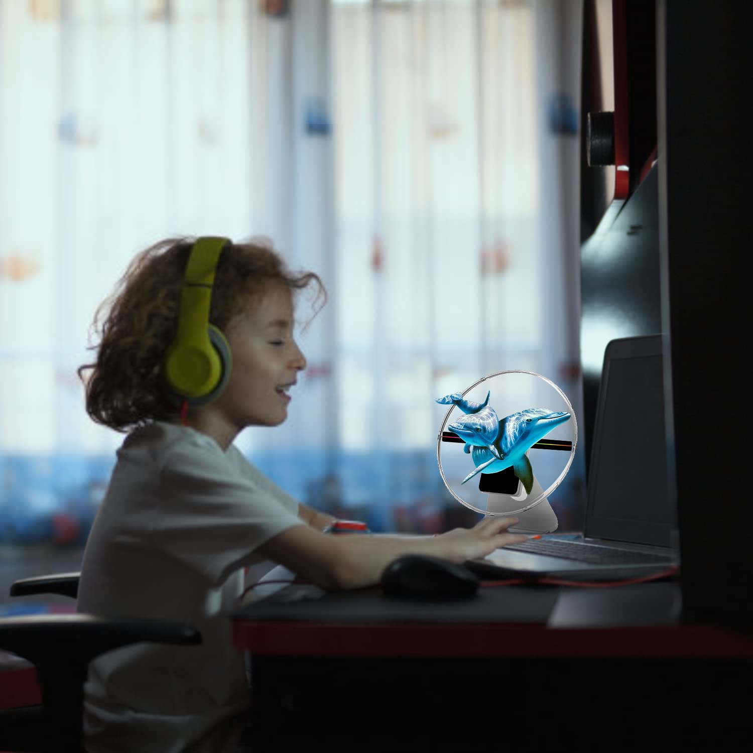 Hologram Desktop Fan Projector – 3D LED-Anzeige für fesselnde Videos & Bilder, perfekt für Geschäfte, Bars, Partys und Werbung