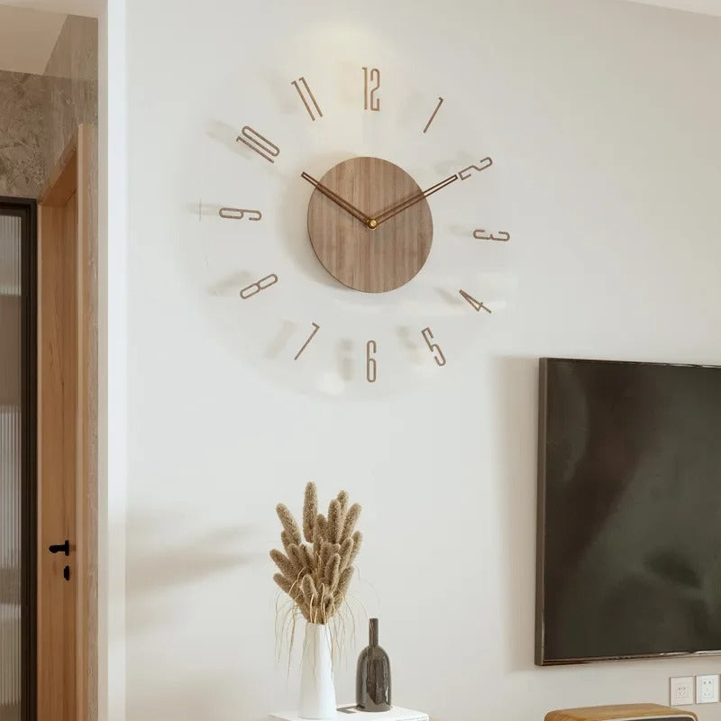 Elegante Wanduhr | Nordisches Design aus Holz 40cm