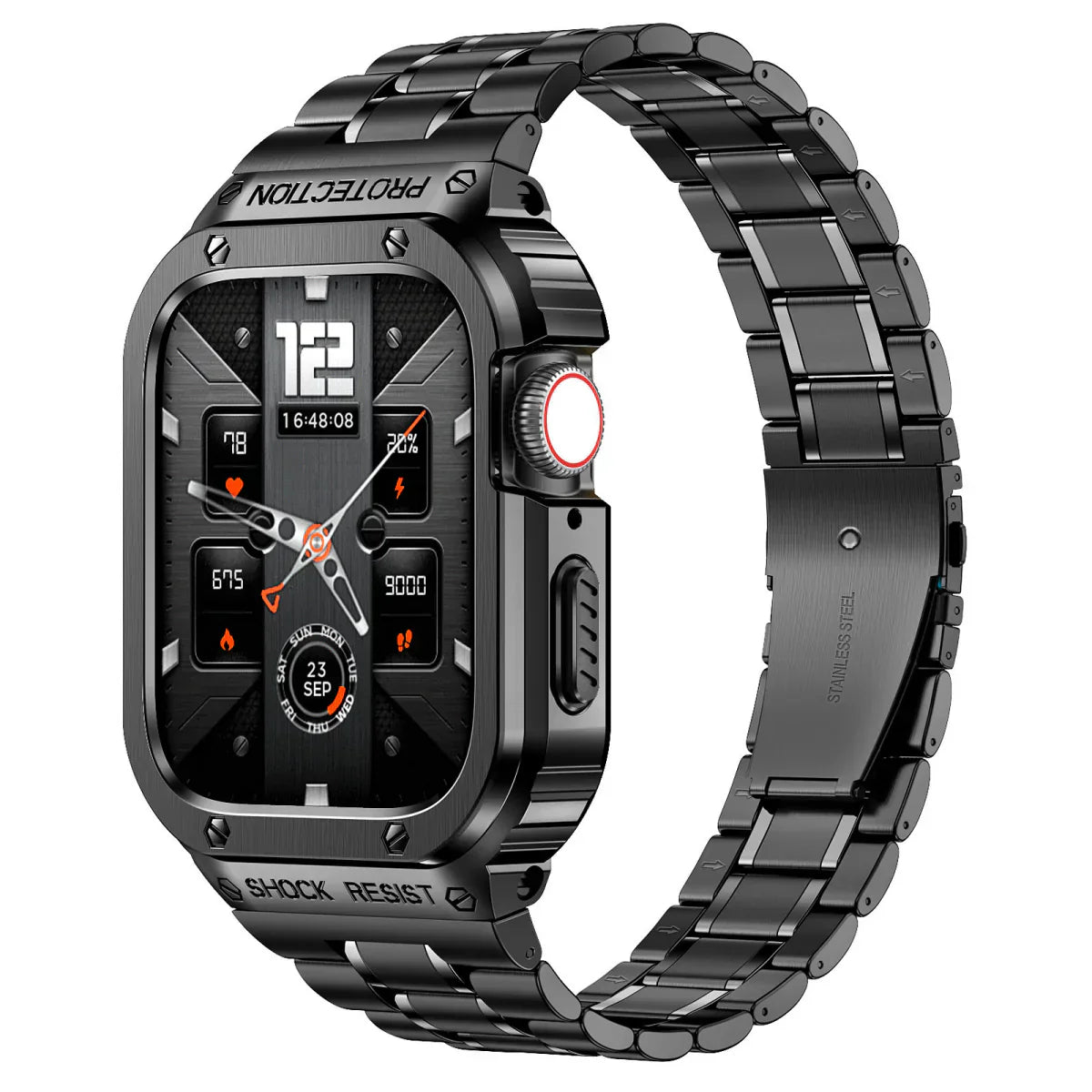 LUX7009 Edelstahl Uhrenarmband mit Etui für Apple Watch