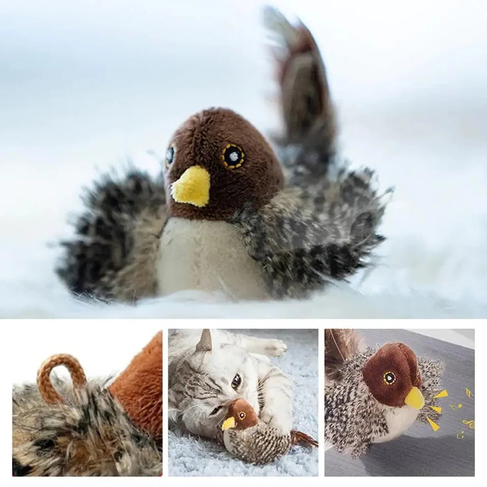 Interaktive Geräusch Vogel Katzenspielzeug - Flatternde Feder Unterhaltung für Wohnungskatzen