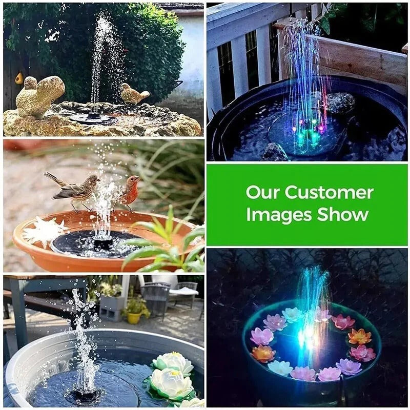 Solarbetriebener Wasserbrunnen LED für Garten Vogelbad Teich