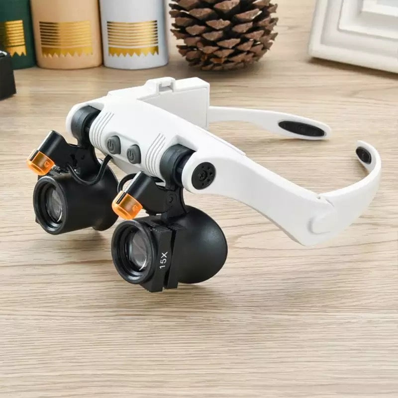 Juwelier Kopfband Vergrößerungsglas 8 Linse LED Licht Brille