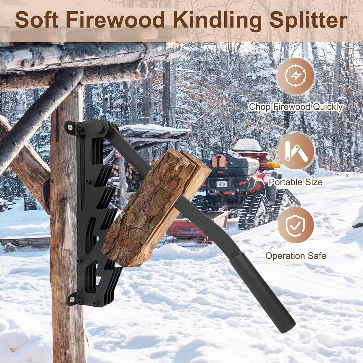 Wand-Holzspalter für Anzündholz – Kompakter manueller Holzspalter für drinnen & draußen