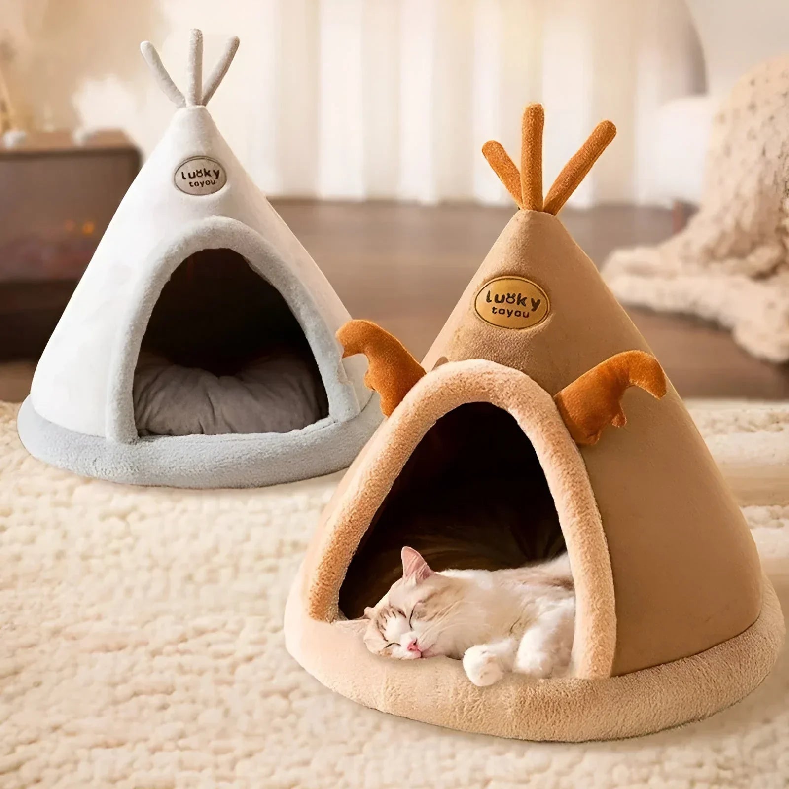 Kuschelhöhle für Haustiere - Gemütlicher Rückzugsort | Tipi-Design