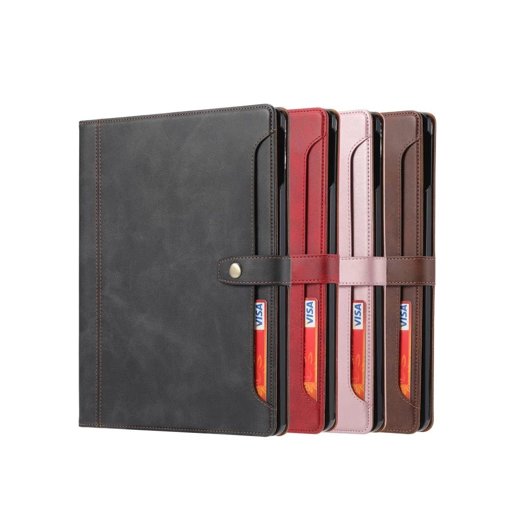 Leder Folio Case mit Kartenfächern & Stifthalter für iPad