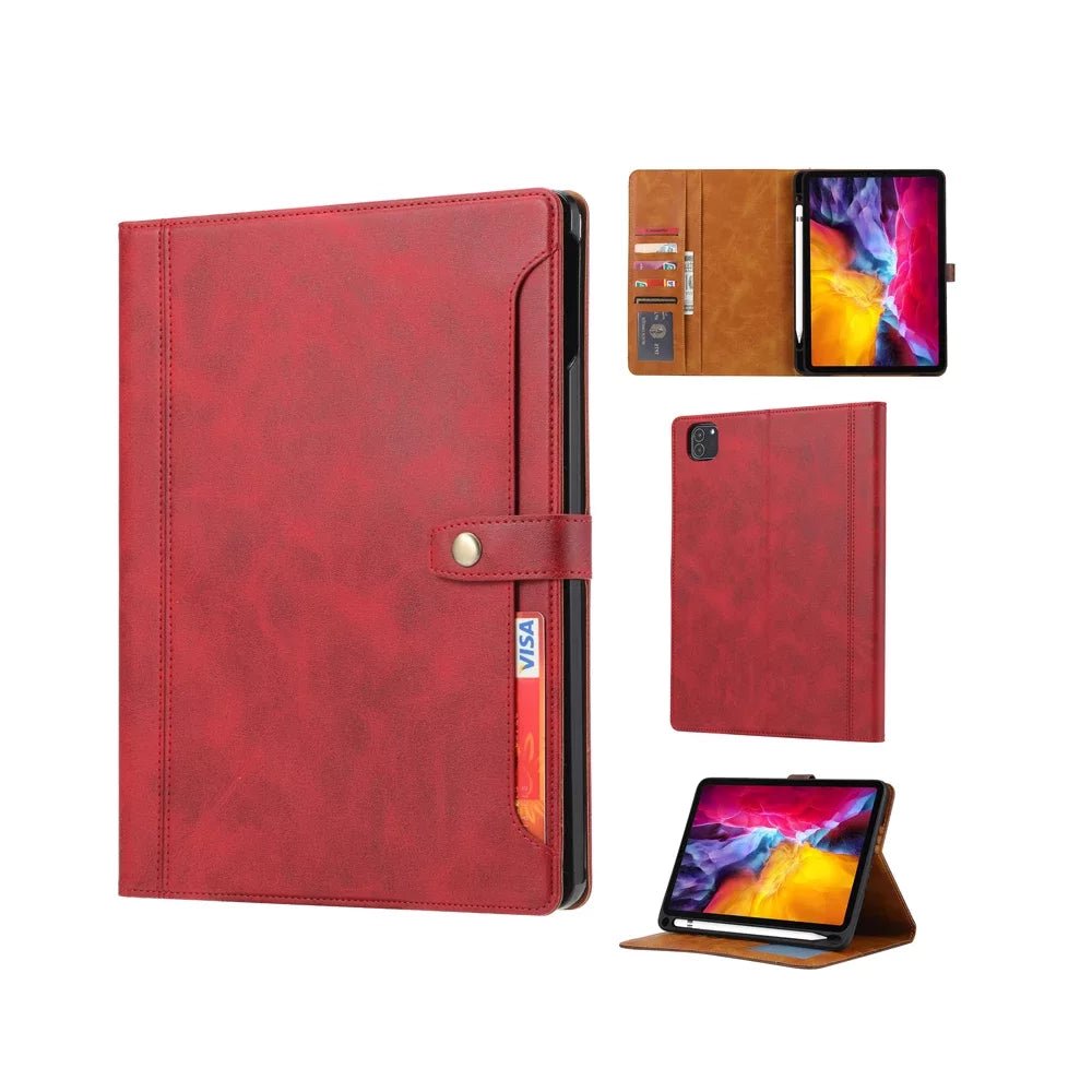 Leder Folio Case mit Kartenfächern & Stifthalter für iPad