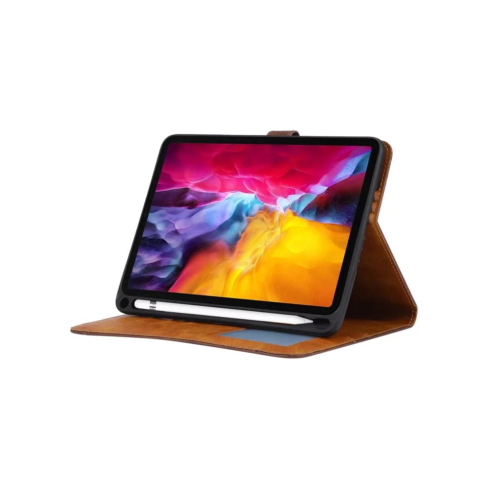 Leder Folio Case mit Kartenfächern & Stifthalter für iPad