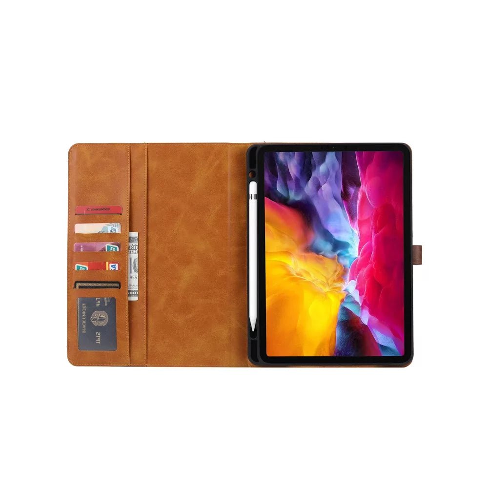 Leder Folio Case mit Kartenfächern & Stifthalter für iPad