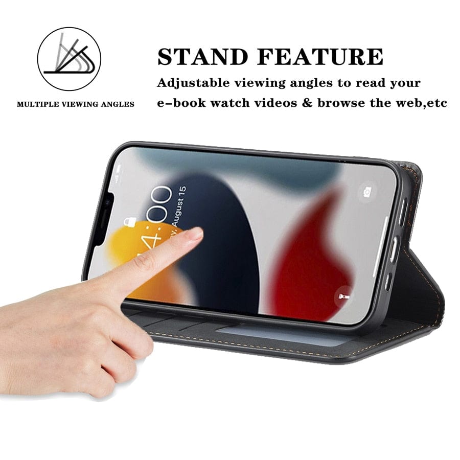Magnetische Flip Cover Leder iPhone 16 Brieftaschenhülle