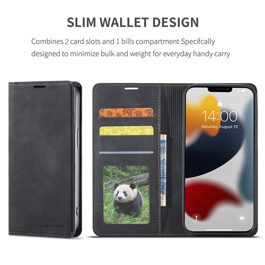 Magnetische Flip Cover Leder iPhone 16 Brieftaschenhülle