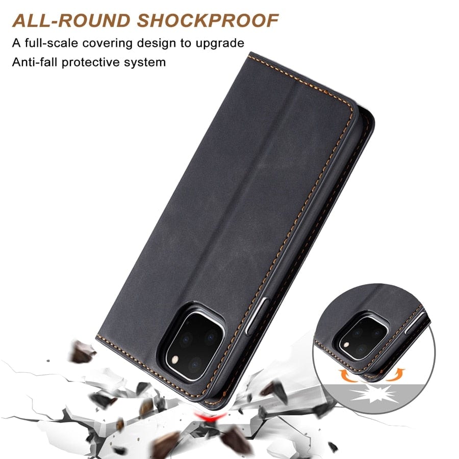 Magnetische Flip Cover Leder iPhone 16 Brieftaschenhülle