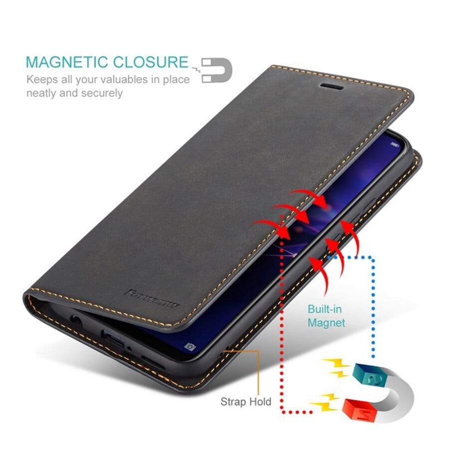 Magnetische Flip Cover Leder iPhone 16 Brieftaschenhülle