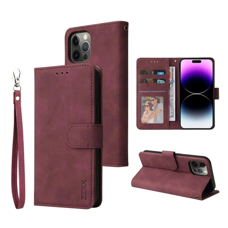 Leder iPhone Wallet Flip Cover Magnetische Hülle