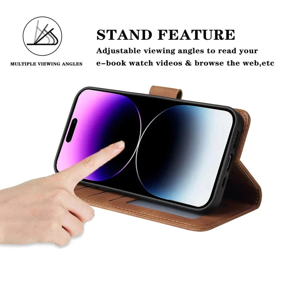 Leder iPhone Wallet Flip Cover Magnetische Hülle