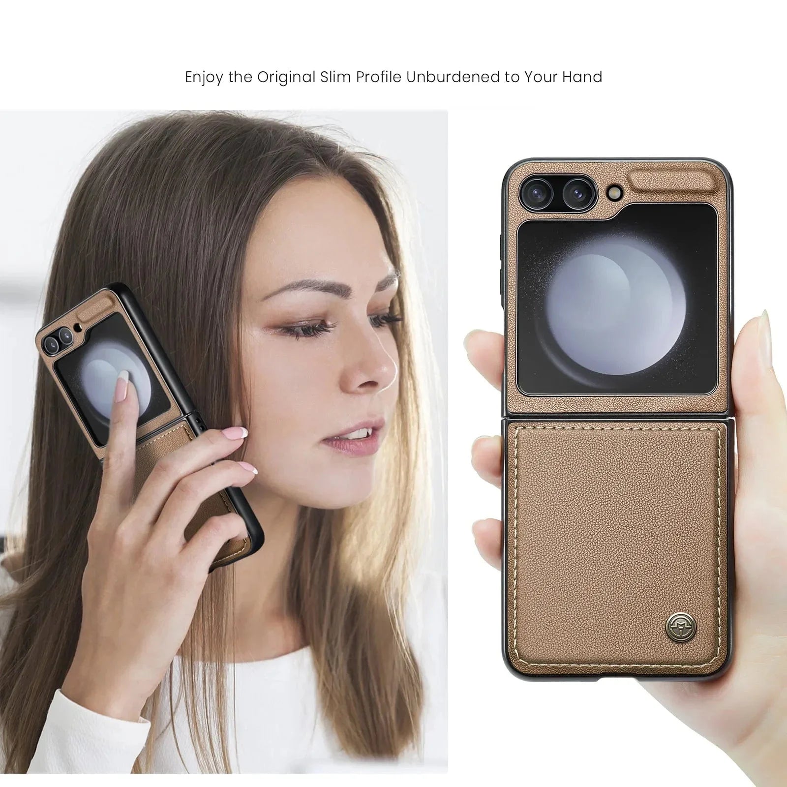 Leder Samsung Z Flip 5 Hülle | Stylische Stoßfeste Abdeckung