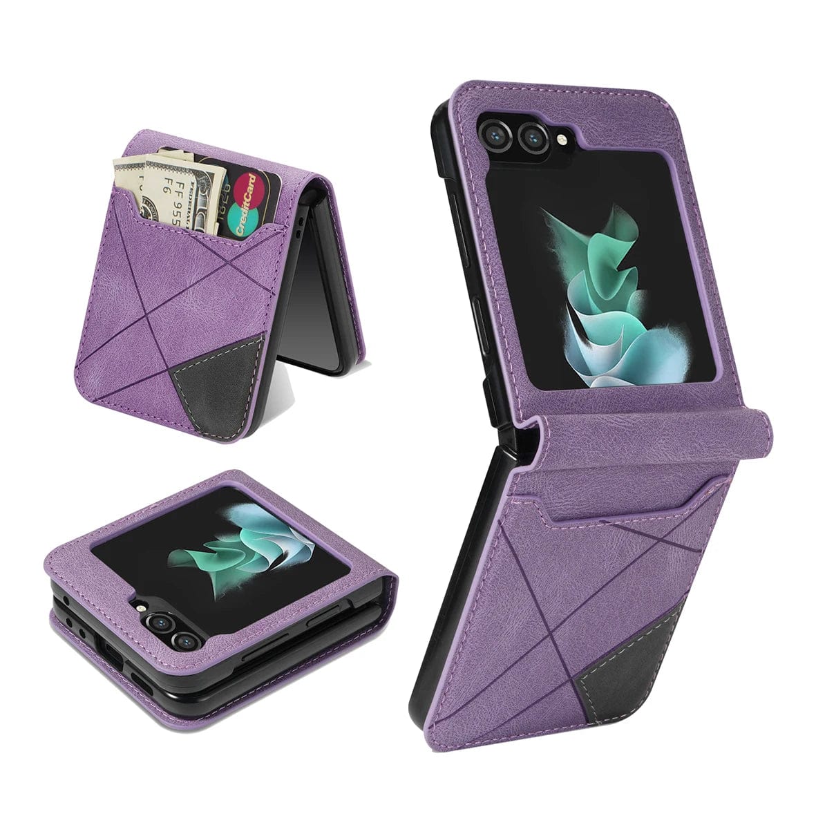 Leder Schütz Hülle für Samsung Z Flip Kartenhalter