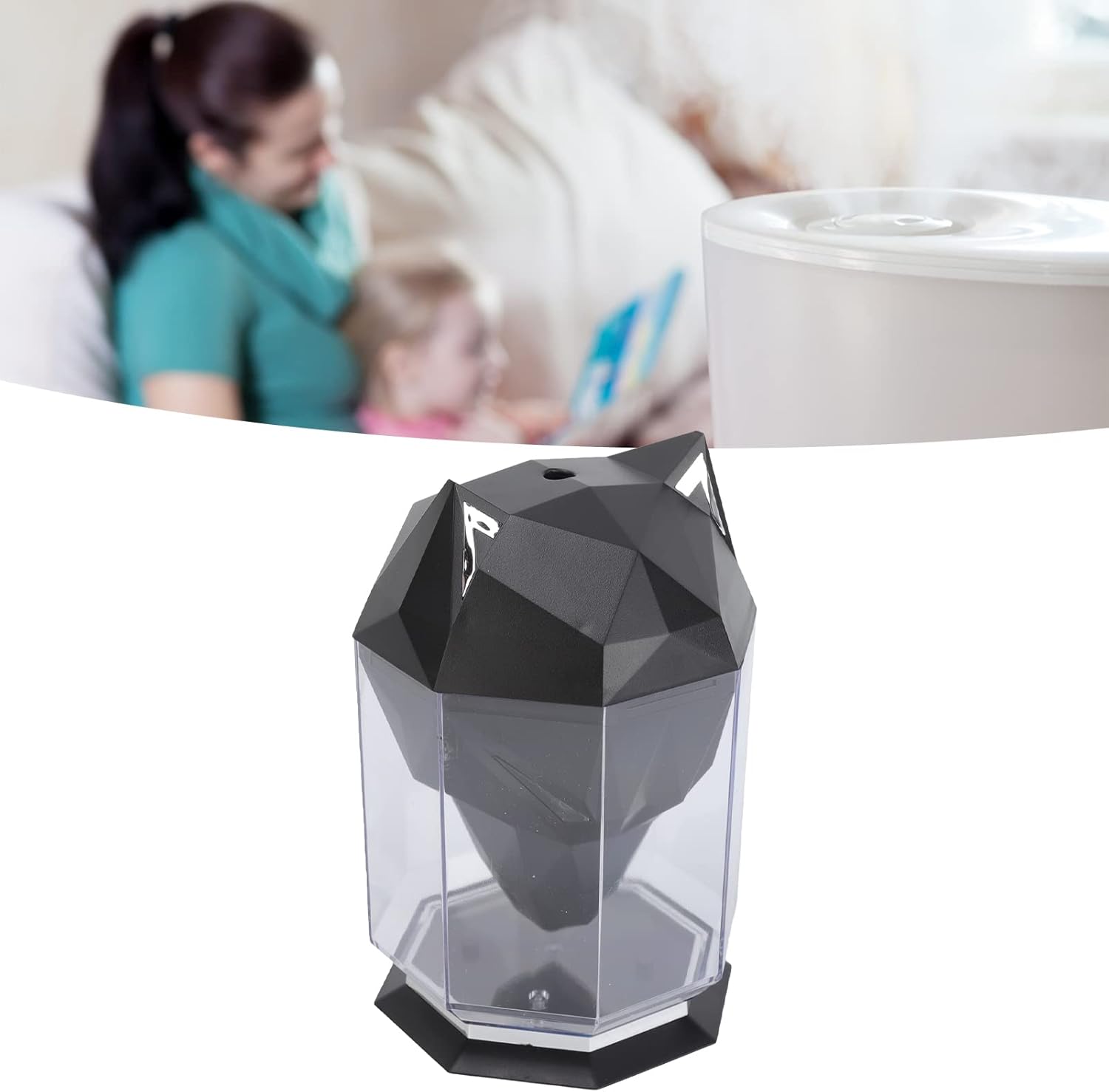 LED Wolf Kopf Desktop Luftbefeuchter – USB wiederaufladbarer Kaltnebel Diffusor mit großer Kapazität für Zuhause und Schlafzimmer Bliss